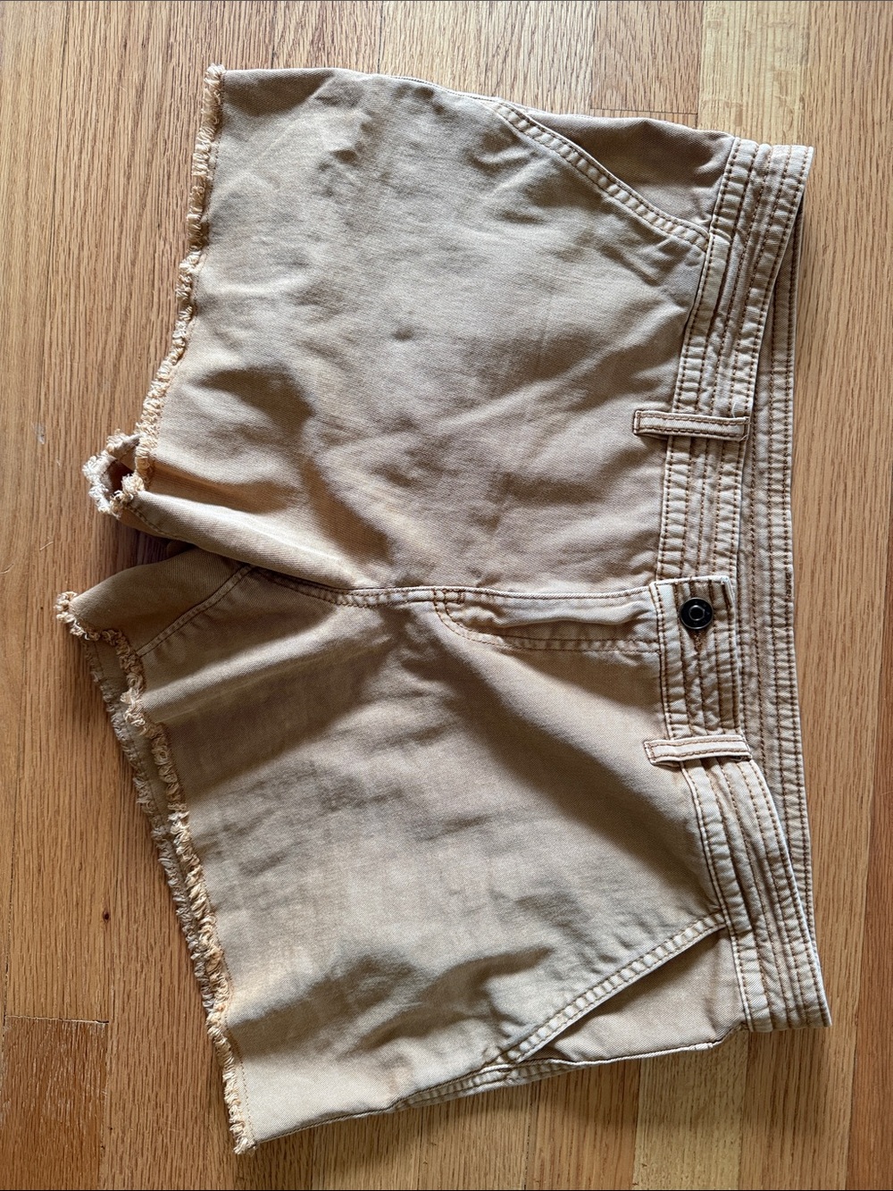 Prana Women's Frayed Hem Shorts in Light Tan